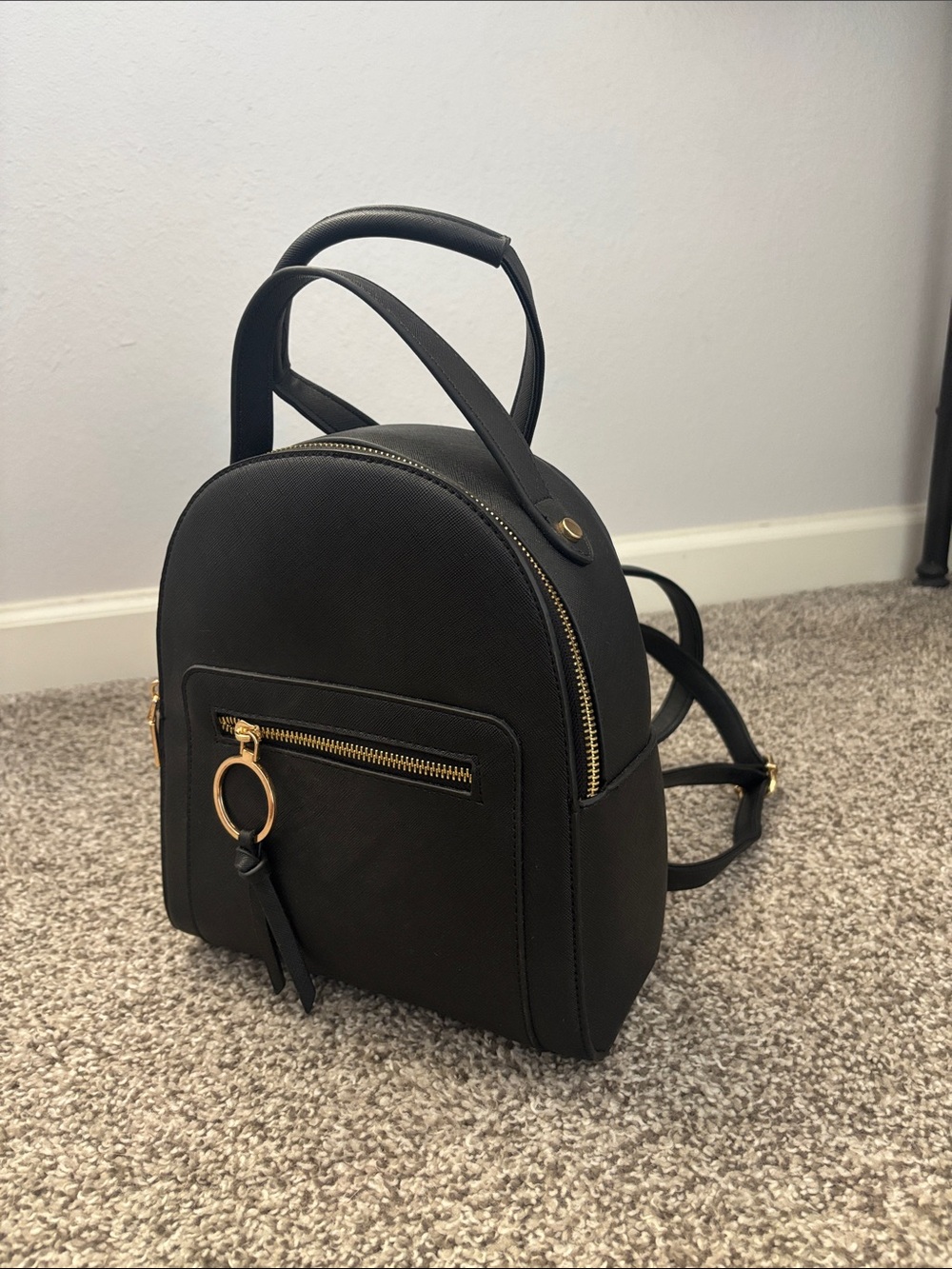 Target Black Mini Backpack with Gold Hardware